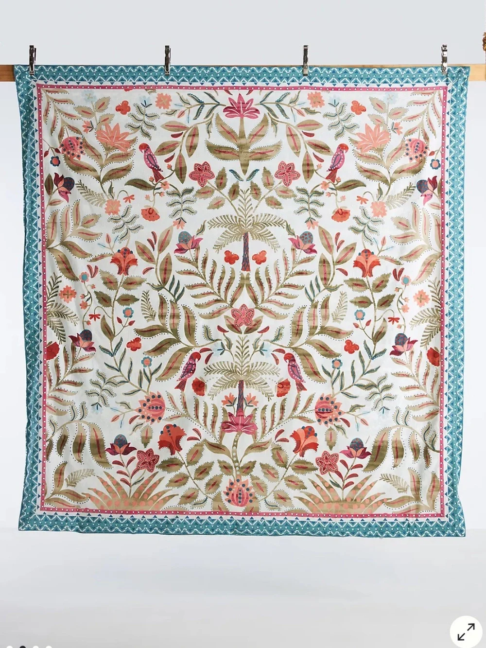 Anthropologie Manolo King Duvet Button Cover & 2 Pillow Shams Bedding Set Cotton